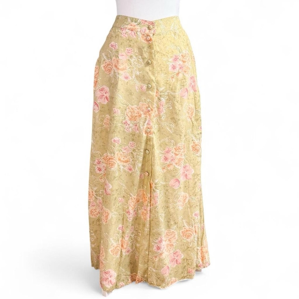Maggie Lawrence Elegant Floral Maxi Skirt - Cream and Pink